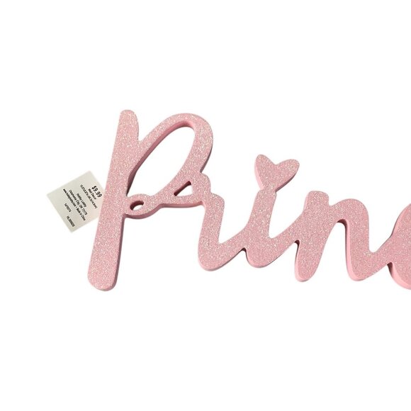Pink Glitter Princess Wall Decor Sign Glittered Lettering For Home Girls Room De - Picture 6 of 9